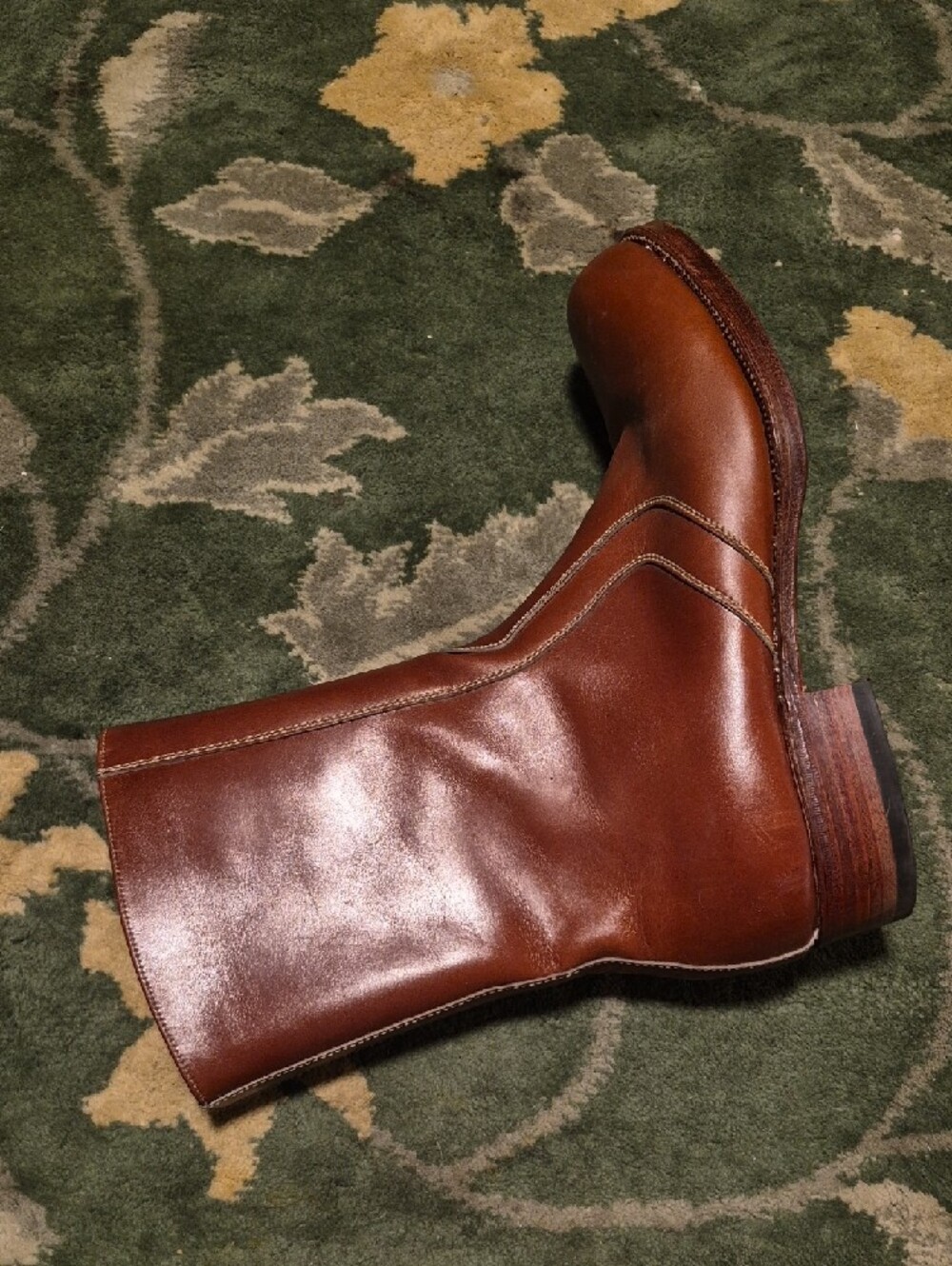 Men's Brown Leather Zip-Front Work Boots - Picture 5 of 15